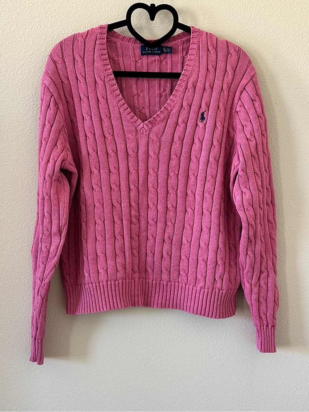 Polo Ralph Lauren Pink Cable Knit Cotton Sweater Size XL